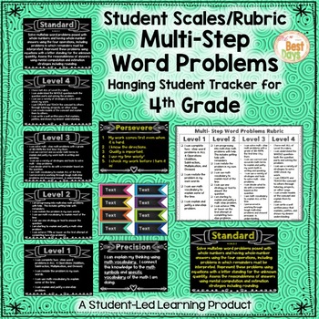 Preview of Multi-Step Word Problem Student Scales/ Rubric and Posters 4.OA.D.3