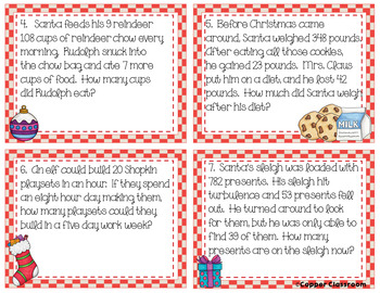 Multi-Step Word Problem Task Cards 3.OA.8 Christmas Themed by Copper ...