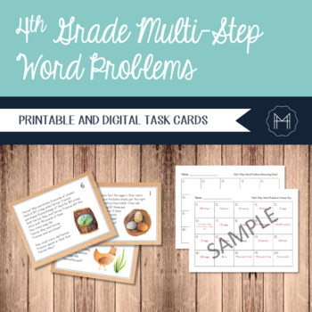 Preview of 4th Grade Multi-Step Word Problem Task Cards