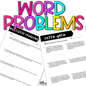 Preview of Multi-Step Word Problem Worksheets and more!