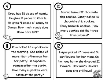 two step addition and subtraction word problems with 2 digit numbers