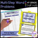 Multi-Step Word Problems - 4th Grade Task Cards - Print & 