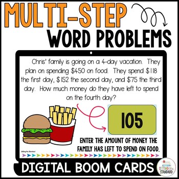 Preview of Multi Step Math Word Problems Boom Cards