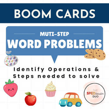 Preview of Multi-Step Word Problems - Identifying Operation and Steps - Boom Cards