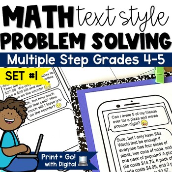 Preview of Multi Step Word Problems All Operations 4th 5th Grade Math Test Prep