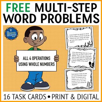 Preview of Multi Step Word Problems Math Task Cards FREE