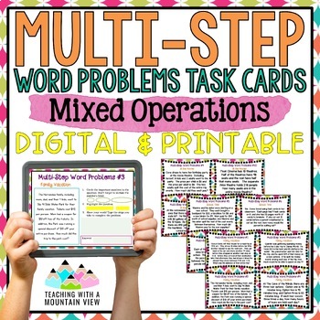 Preview of Multi-Step Word Problems Task Cards