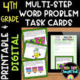 4th Grade Multi Step Word Problems Worksheets, Task Cards 