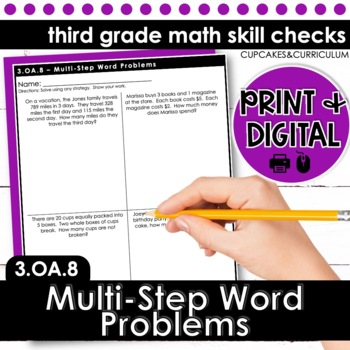 Preview of Multi-Step Word Problems For 3rd Grade Math Word Problems Worksheets