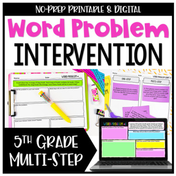 Preview of Multi-Step Word Problems: Whole Numbers, Fractions, & Decimals {Intervention}