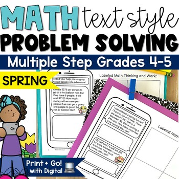 Preview of Spring Math Worksheets Centers Packet Multi Step Word Problems