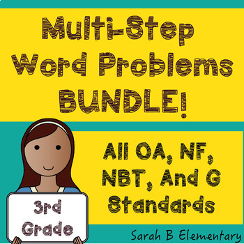 Preview of Multi-Step Word Problems-BUNDLE (All 3rd Grade OA, NF, NBT, & G Standards)