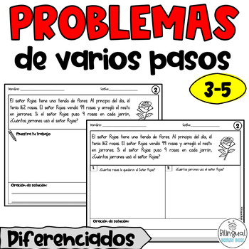 Preview of Multi Step Word Problems in Spanish - Problemas de varios pasos