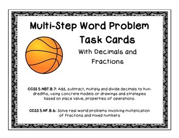 multi step word problems with fractions and decimals task cards tpt