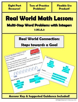 Preview of Multi-Step Word Problems with Integers: 8 Part Lesson/Practice (Flexible Use!)