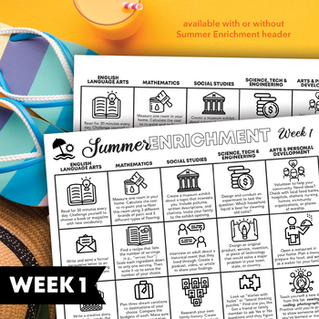 Preview of Multi-Subject Choice Board for Summer Enrichment or Distance Learning: Week 1