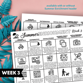 Preview of Multi-Subject Choice Board for Summer Enrichment or Distance Learning: Week 3
