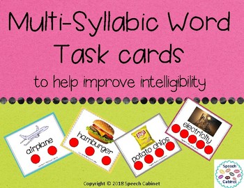 Preview of Multi-Syllabic Task Cards (Print or No Print)