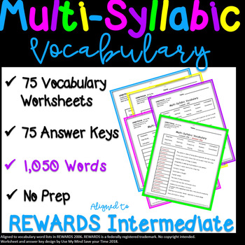 Preview of REWARDS Reading Intervention - Vocabulary Bundle - Multisyllabic Word Lists
