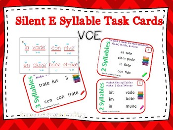 Preview of 6 Syllable Types Task Cards (The VCE Syllable) Orton-Gillingham Dyslexia/RTI