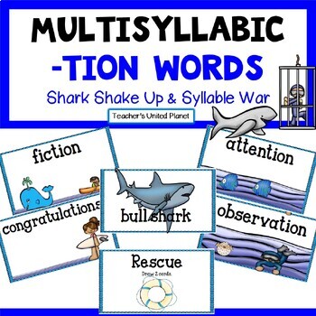 Preview of -TION Words - Games/Activities - Multisyllabic + Self-Checking Easel - SOR