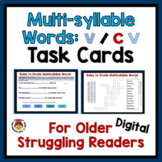 Multi-Syllable Word TASK CARDS for Older Students V/CV - S
