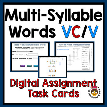 Preview of Multi-Syllable Word TASK CARDS for Older Students VC/V Science of Reading Phonic