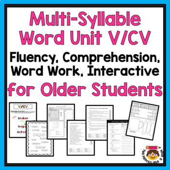 Preview of Multi-Syllable Word Unit V/CV Science of Reading Phonics for Older Students