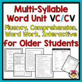Multi-Syllable Word Unit  VC/CV Science of Reading Fluency