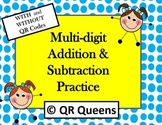Addition/Subtraction Multi-digit Test Prep Practice w/ QR 