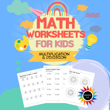Preview of Multi digit - Double Digit Multiplication and Division Worksheets- Grades 3-5