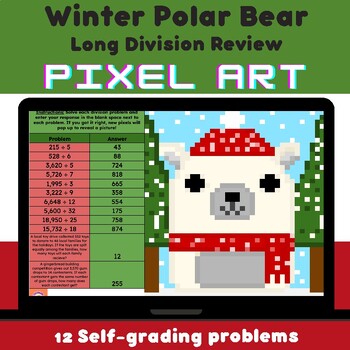 Preview of Long Division Review | Winter Polar Bear Mystery Pixel Art