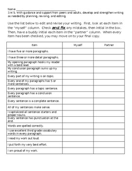 Preview of Multi-paragraph editing/revising checklist