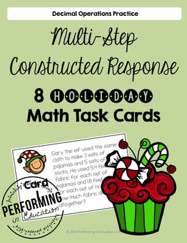 Multi-step Constructed Response Decimal Task Cards for Holidays / Christmas