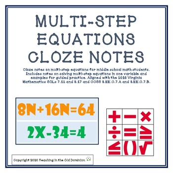 Preview of Multi-step Equations Cloze Notes
