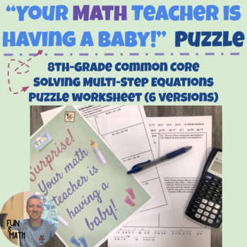 Preview of Multi-step Equations "Surprise! My math teacher is having a baby!"