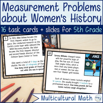 Preview of Women's History Month Measurement Activity - 5th Grade Multi-step Word Problems