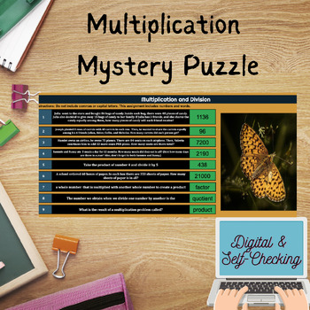 Preview of Multi-step Multiplication and Division Word Problems Mystery Puzzle, Butterfly