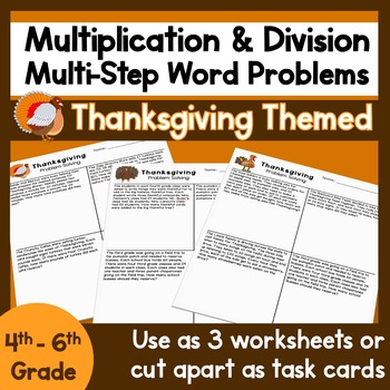 Preview of Multi-step Multiplication and Division word problems | Thanksgiving Theme