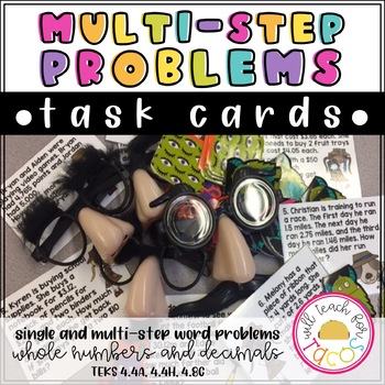 Preview of Multi-step Word Problem Detective Task Cards 4.4A 4.4H 4.8C