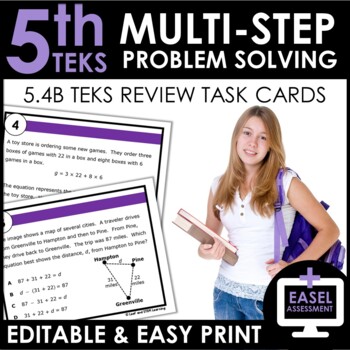 Preview of Multi-step Word Problems | TEKS 5.4B | Review | EDITABLE