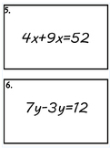 Multi-step equation task cards