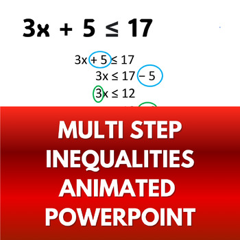 Preview of Multi Step Inequalities Animated Powerpoint with answers Google Slides