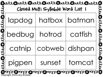 Multi-syllabic Closed Syllable Phonics Bundle by Lacy Brokaw | TpT