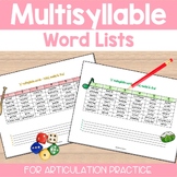 Multi-syllable Word Lists for Articulation Practice