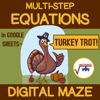 Preview of MultiStep Equations DIGITAL MAZE | THANKSGIVING | DISTANCE LEARNING | SELF-CHECK