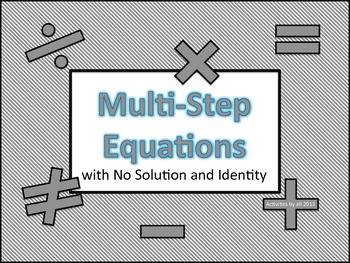 Preview of Multi-Step Equations with No Solution and Identity