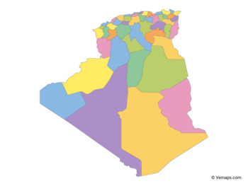 provinces algeria map multicolor