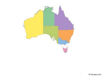 Multicolor Map of Australia with States and Territories by