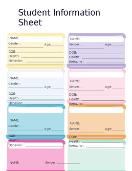 Preview of Multicolor Student Information Tracker Word Template TPT NEW 2024